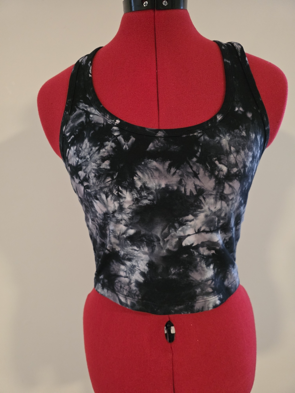 Calvin Klein Performance Black & White Tie-Dye Racerback Sports Bra